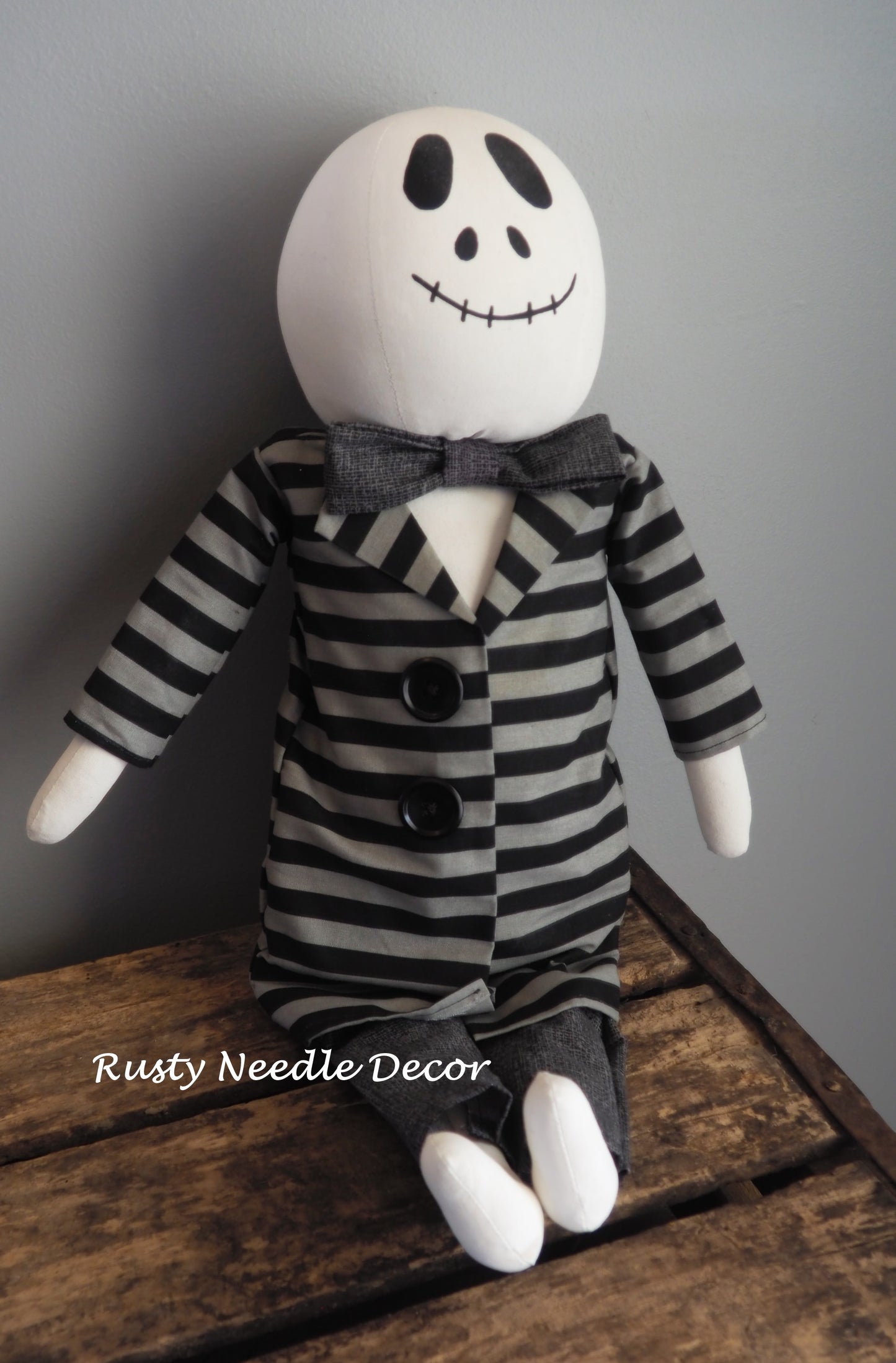 Hand Made Stuffed Halloween Skeleton Doll