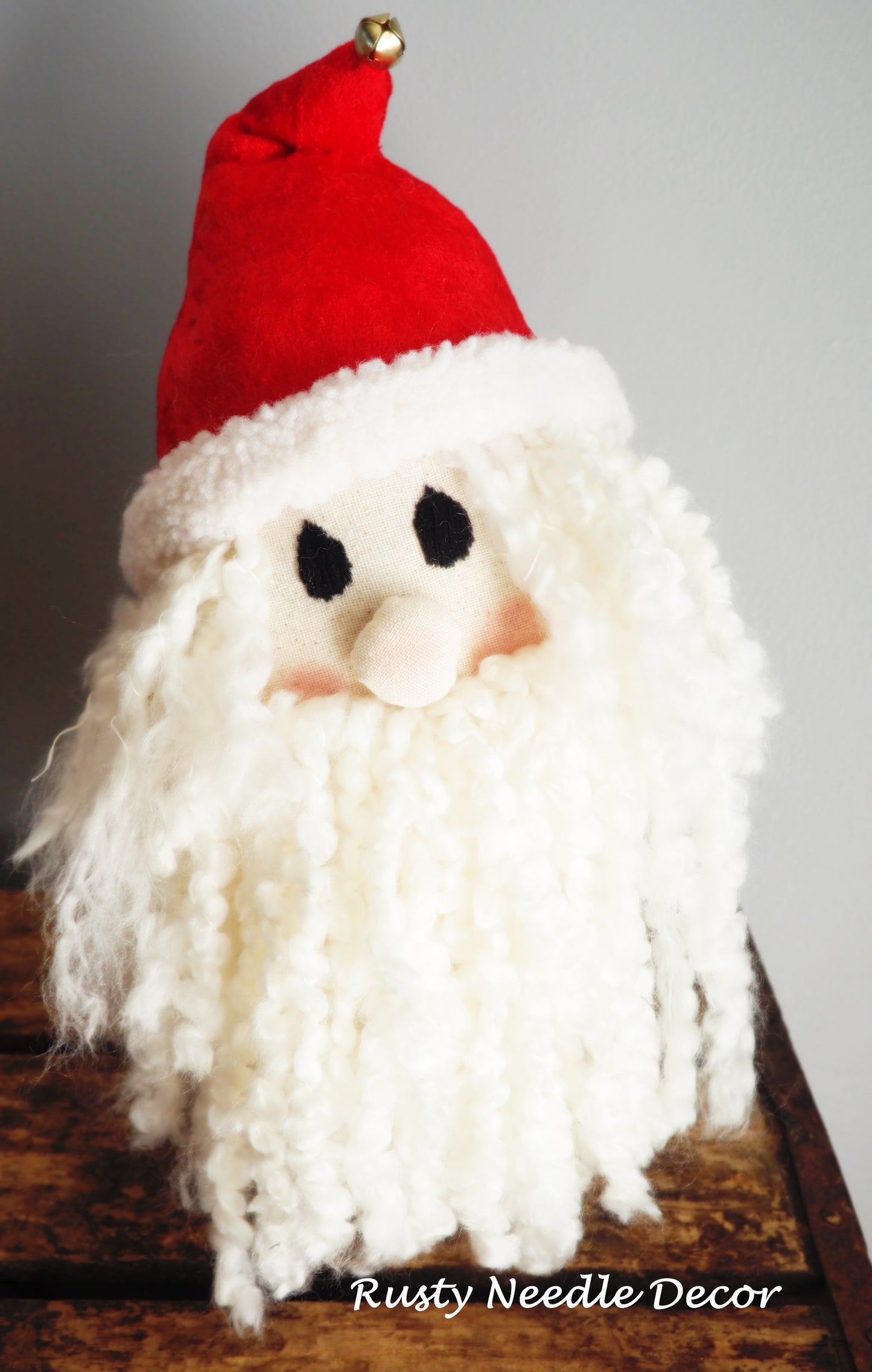 Handmade Santa Head on Vintage Bed Spring