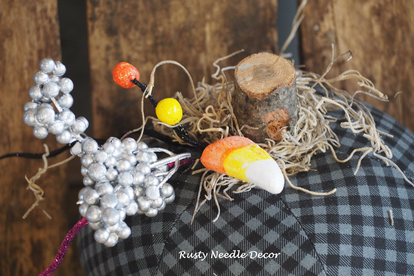 Hand Made Stuffed Fall Halloween Decorated Pumpkin