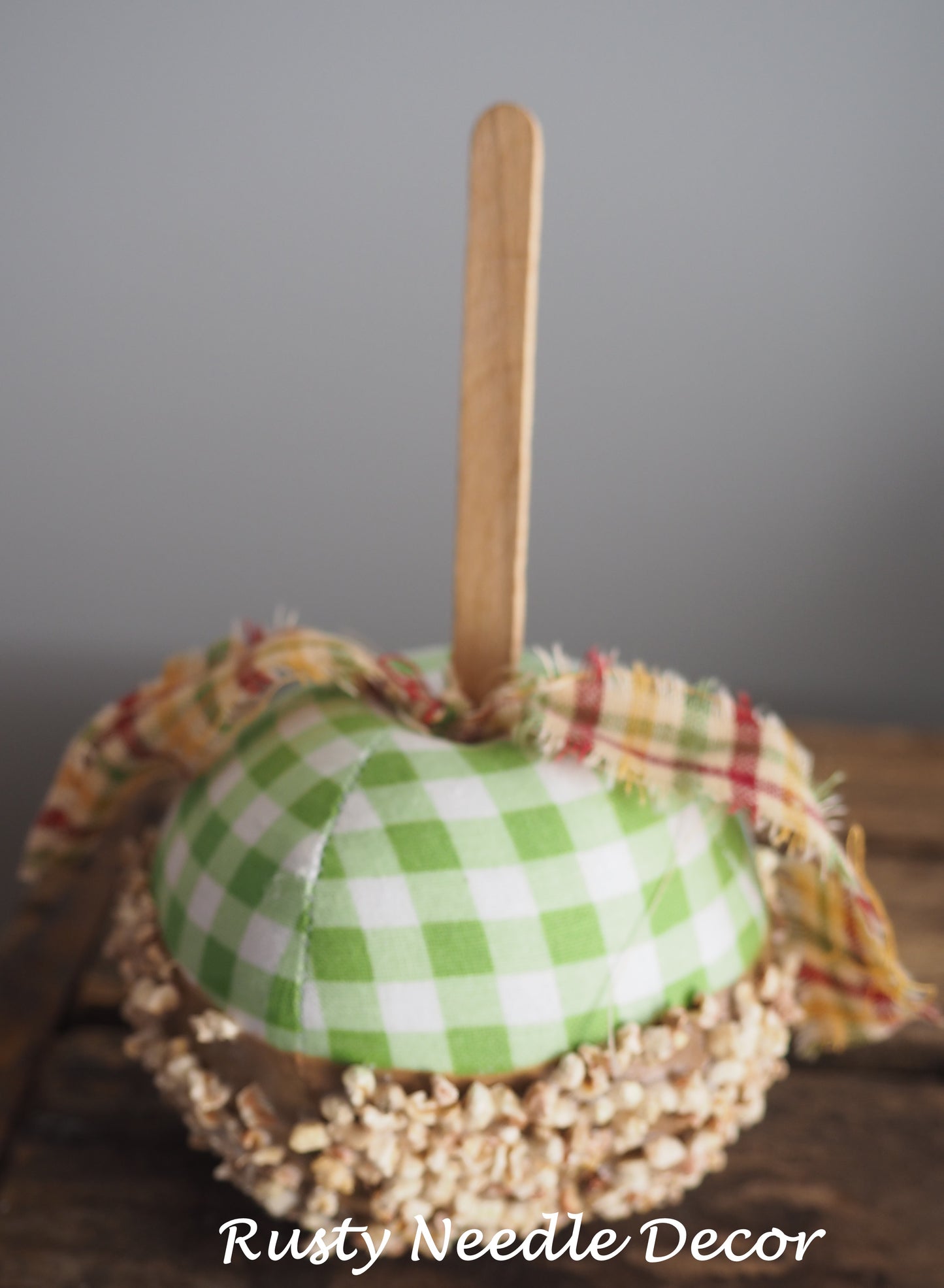 Hand Made Stuffed Fabric Caramel Apple Green