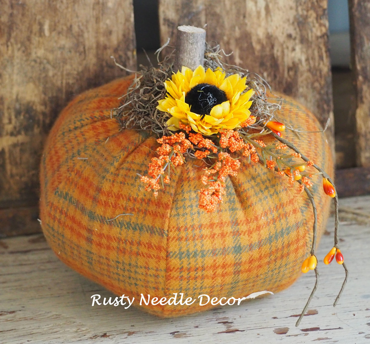 Hand Made Stuffed Fall Decorated Pumpkin