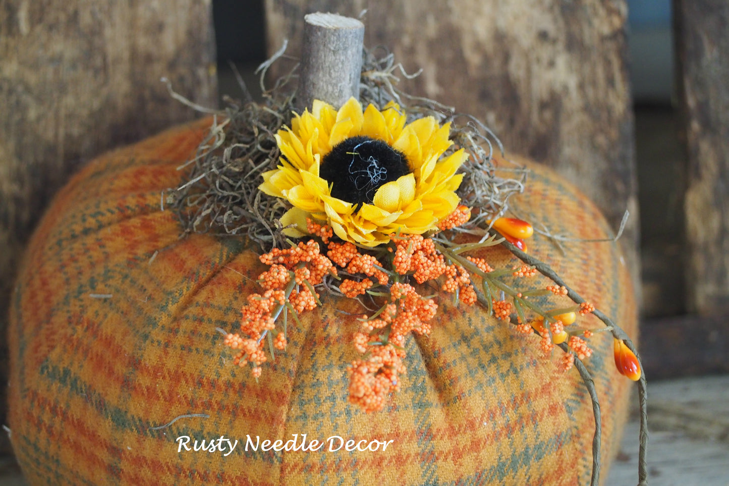 Hand Made Stuffed Fall Decorated Pumpkin