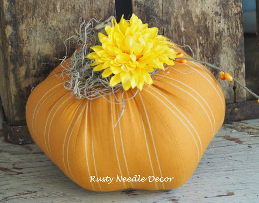 Hand Made Stuffed Fall Decorated Pumpkin