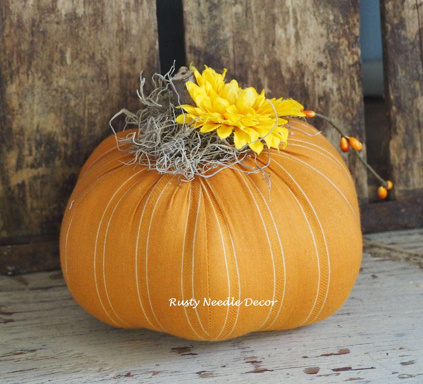 Hand Made Stuffed Fall Decorated Pumpkin