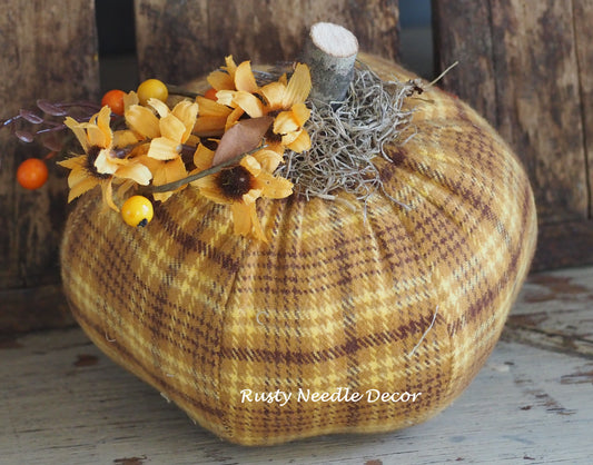 Hand Made Stuffed Fall Decorated Pumpkin