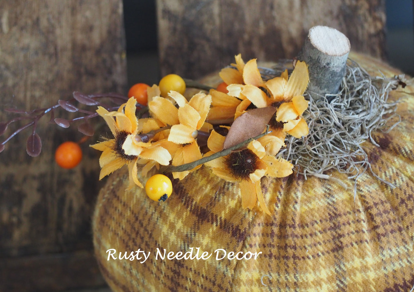 Hand Made Stuffed Fall Decorated Pumpkin