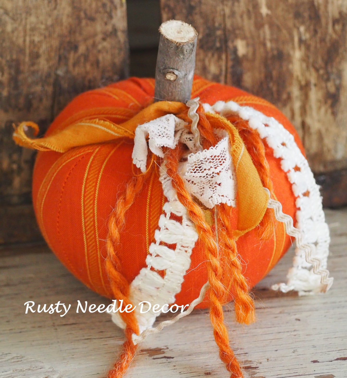 Hand Made Stuffed Fall Decorated Pumpkin