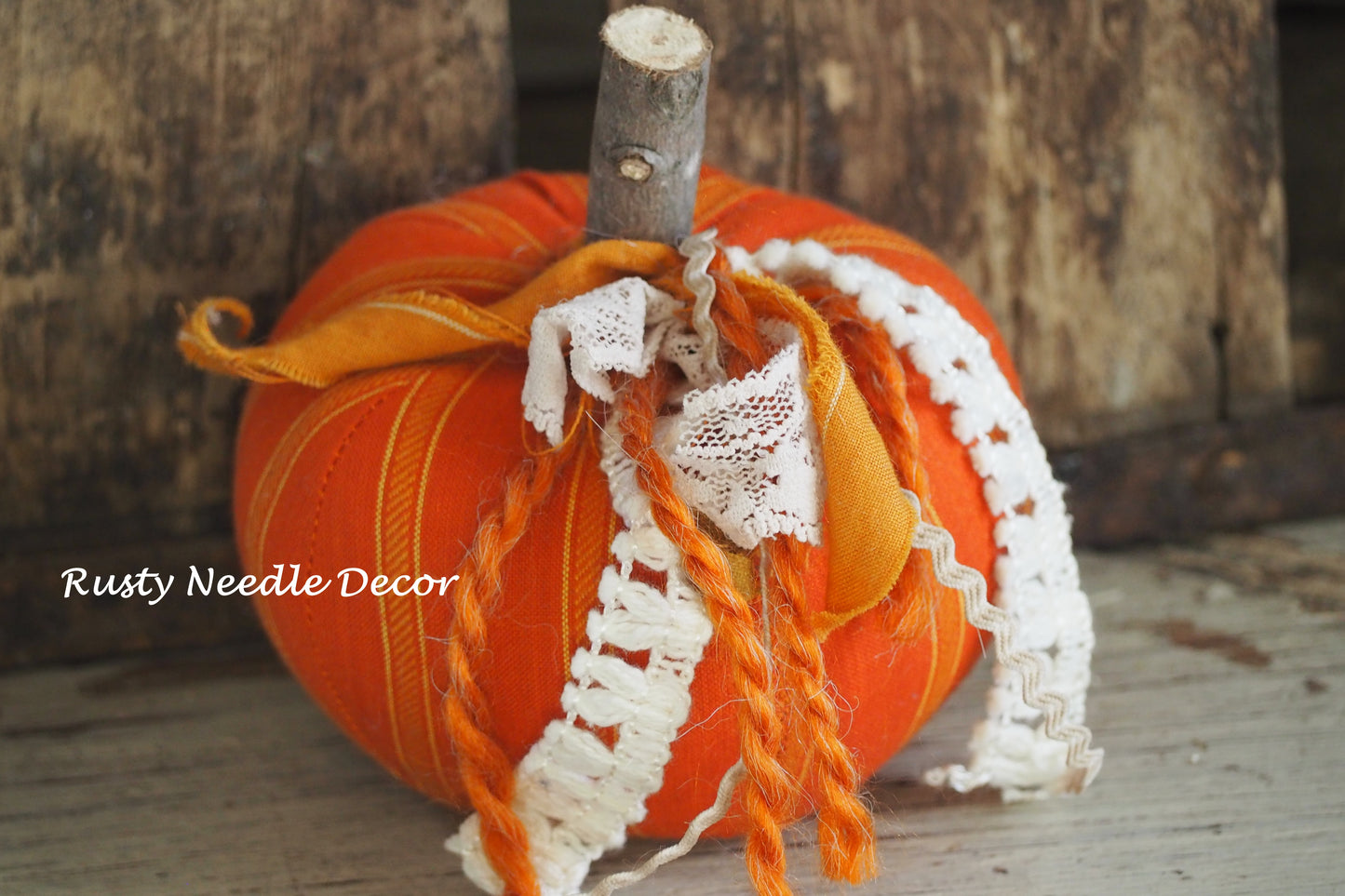 Hand Made Stuffed Fall Decorated Pumpkin