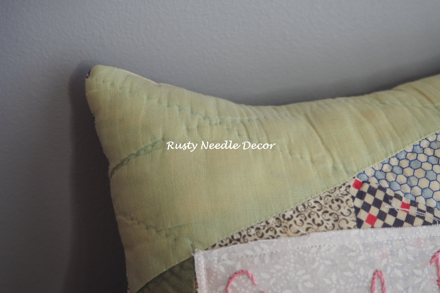 Simply Blessed Vintage Quilt Pillow