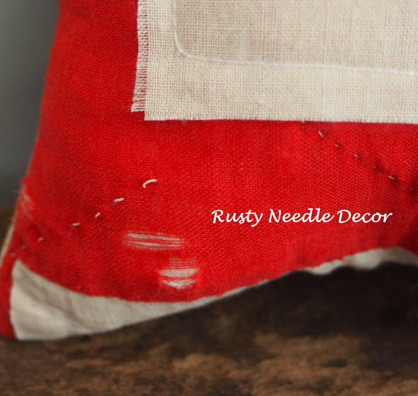 Vintage Handmade Rudolph Quilt Pillow